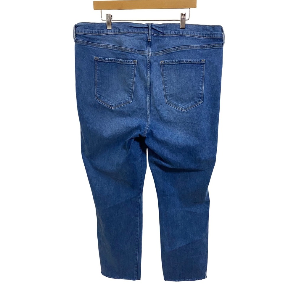Old Navy High Rise Flare Ankle Jeans Medium Wash Raw‎ Hem 20 Tall Slim Pocket - Picture 3 of 11